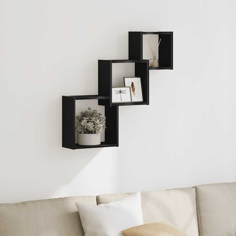 Cube Wall Shelf 68x15x68 cm Engineered Wood, Black Oak