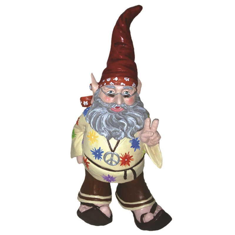 Statue de jardin «Peace Man» Gnome Hippie Nowaday Gnome
