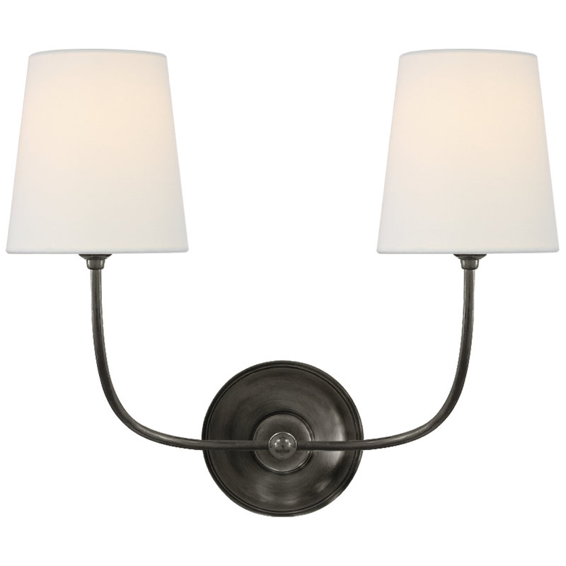 Thomas O'Brien Vendome Double Sconce, Bronze, Fabric