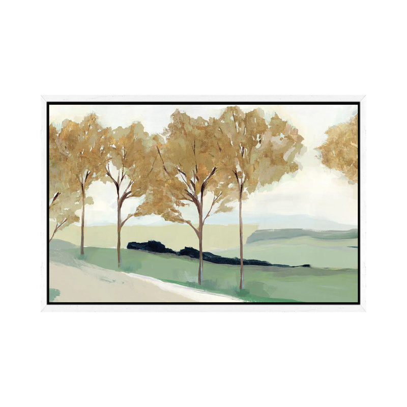 Pathway To The Sea Ochre by Isabelle Z - Painting on Canvas, White Framed, 101.6 cm H x 66.04 cm W