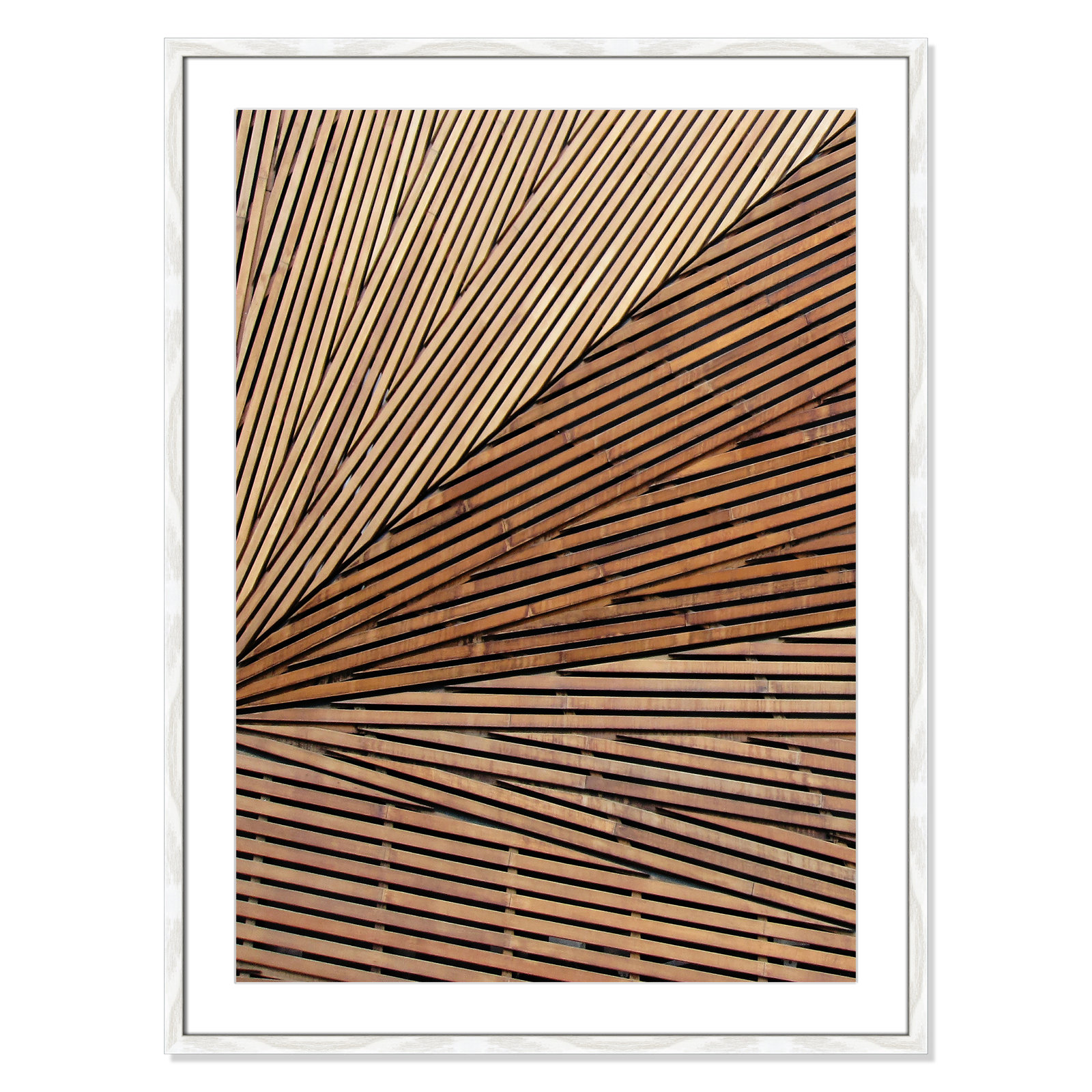 Fayette "Geometric Wood Panel 1" Print, 35.5" H x 25.5" W x 0.75" D, White Wood Grain