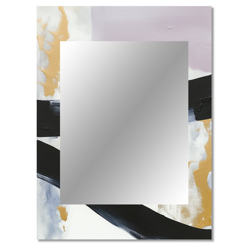 Black Eruption Of Marble II - miroir en marbre, miroir mural décoratif moderne, impression d'art en métal, 40 po x 30 po