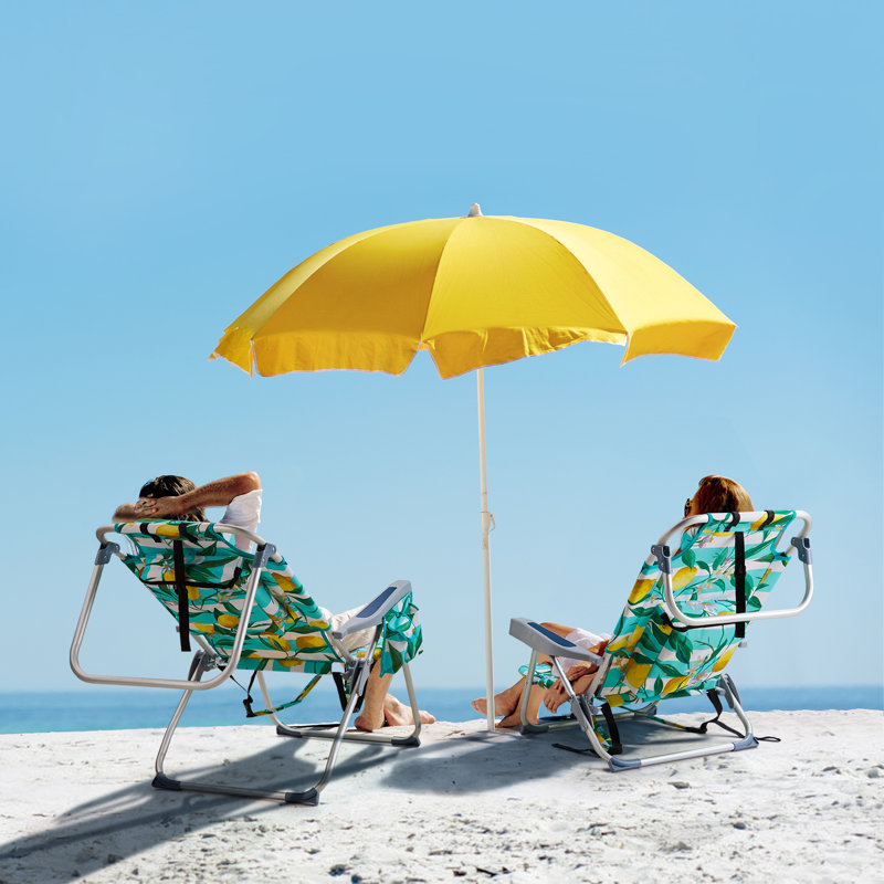 Aluminum Folding Backpack Beach Chair, Green/Yellow Lemon