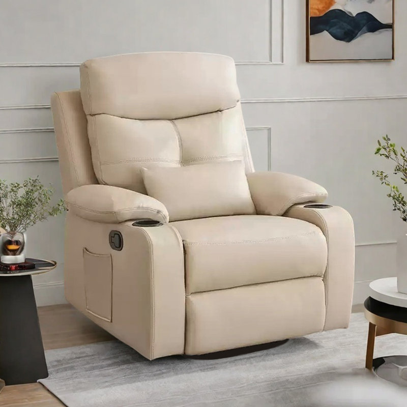 Fauteuil inclinable multifonctionnel avec porte-gobelet Comfy, Similicuir crème