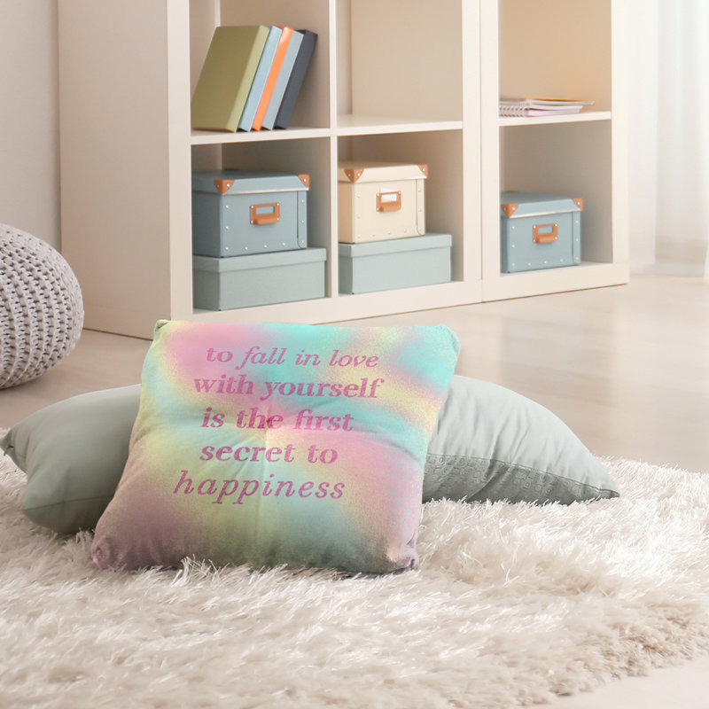 Loving Yourself Throw Pillow, 26" H x 26" W, Pastel Rainbow