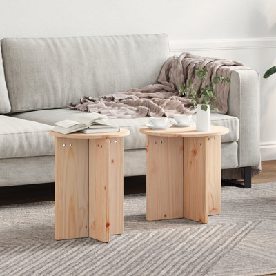Coffee Table Rustic Furniture Living Room Accent Pine Wood Round