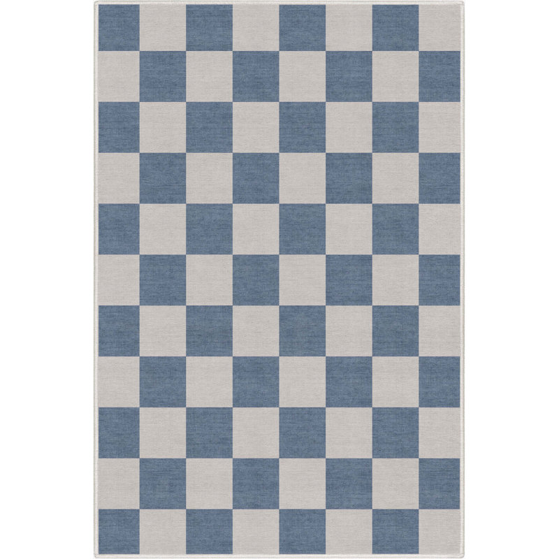 Tapis carré bleu Kehr, Rectangle 3 pi 3 po x 5 pi