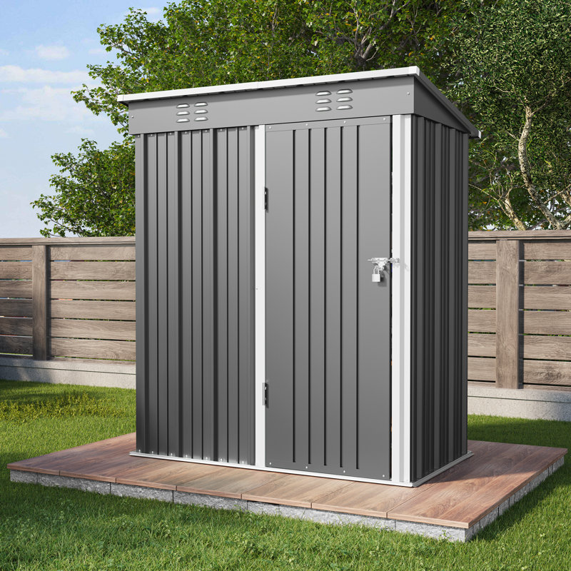 5 ft. W x 3 ft. D Metal Vertical Storage Shed, Gray