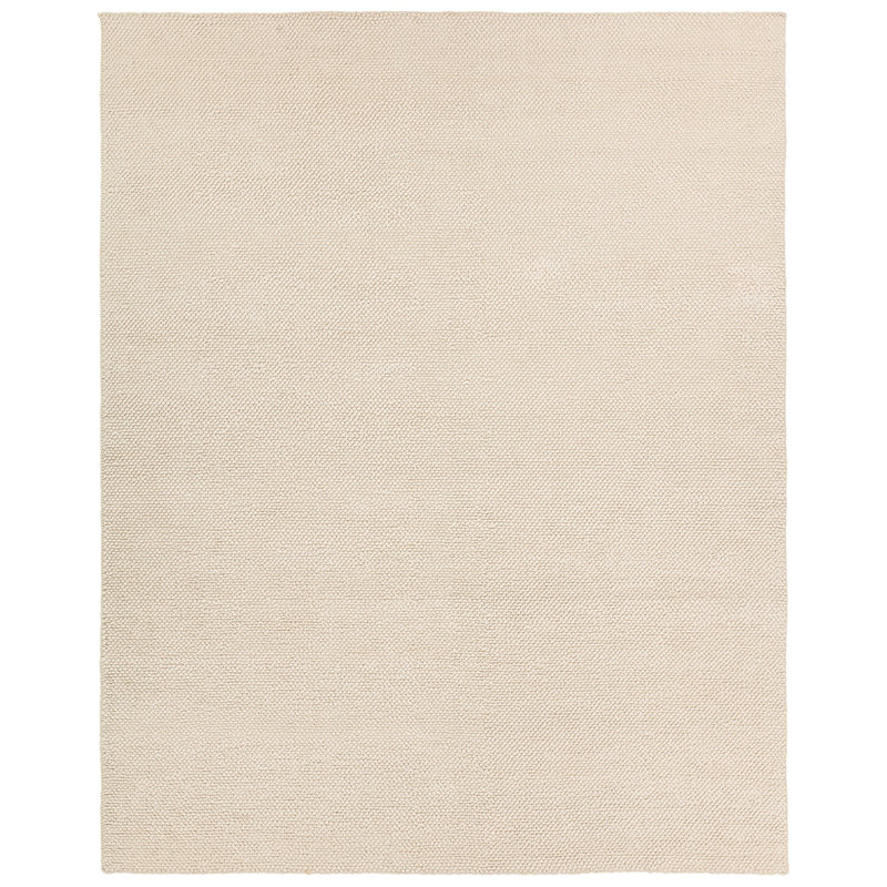 Tapis blanc uni tissé à la main Lindquist fabriqué à partir de matériaux durables, Rectangle 7 pi 9 po x 9 pi 9 po