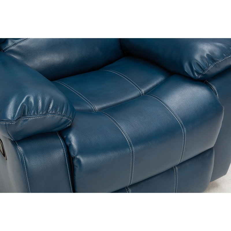 Fauteuil inclinable en cuir bleu marine Charlotte, Similicuir bleu marine