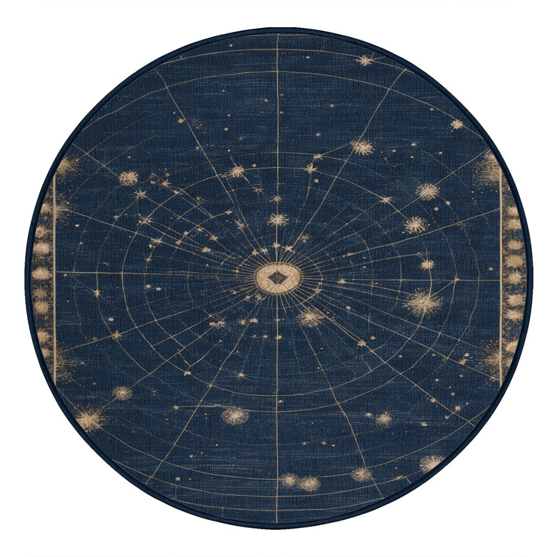 Machine Washable Space Gray Area Rug, Round 5'