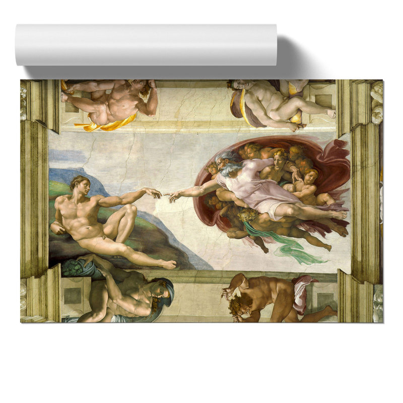 The Creation of Adam by Michelangelo - Frameless Print, 30cm H x 42cm W x 0.1cm D