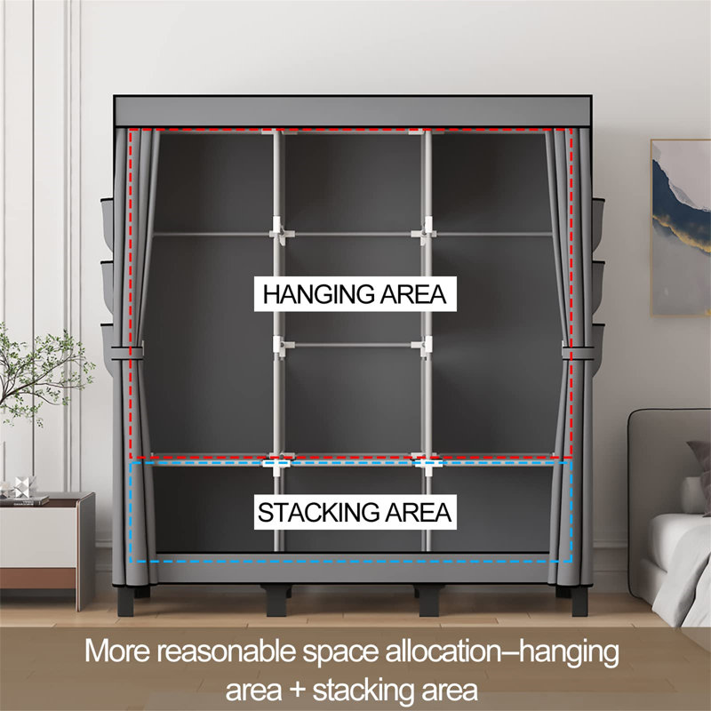 URBNLIVING Metal Wardrobe, Grey