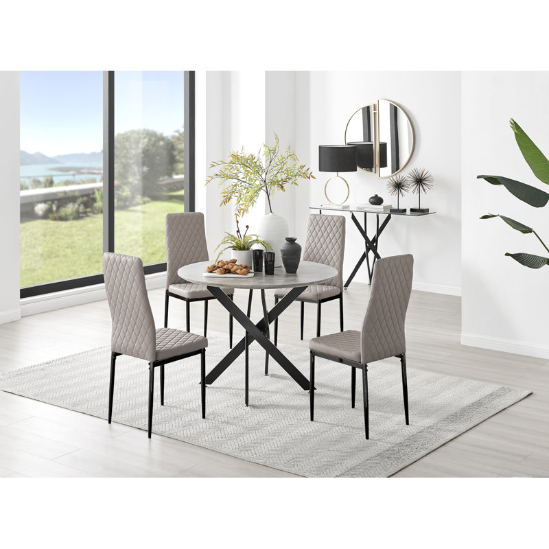 Eubanks 4 - Person Dining Set, Cappuccino/Black