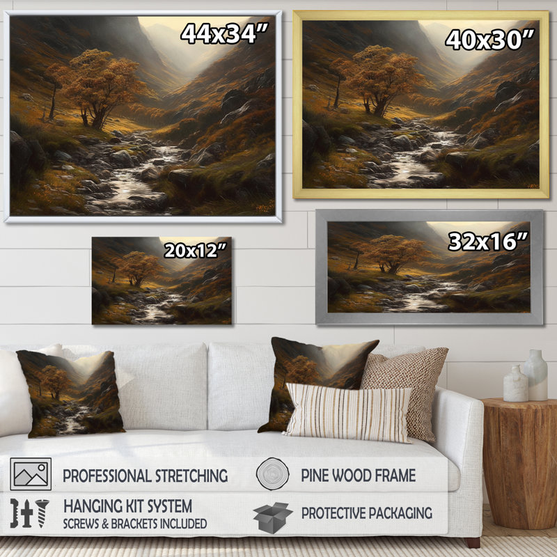 Tranquil Fields sur impression sur toile, H 34 po x l 44 po x P 1,5 po, Cadre doré à une seule photo