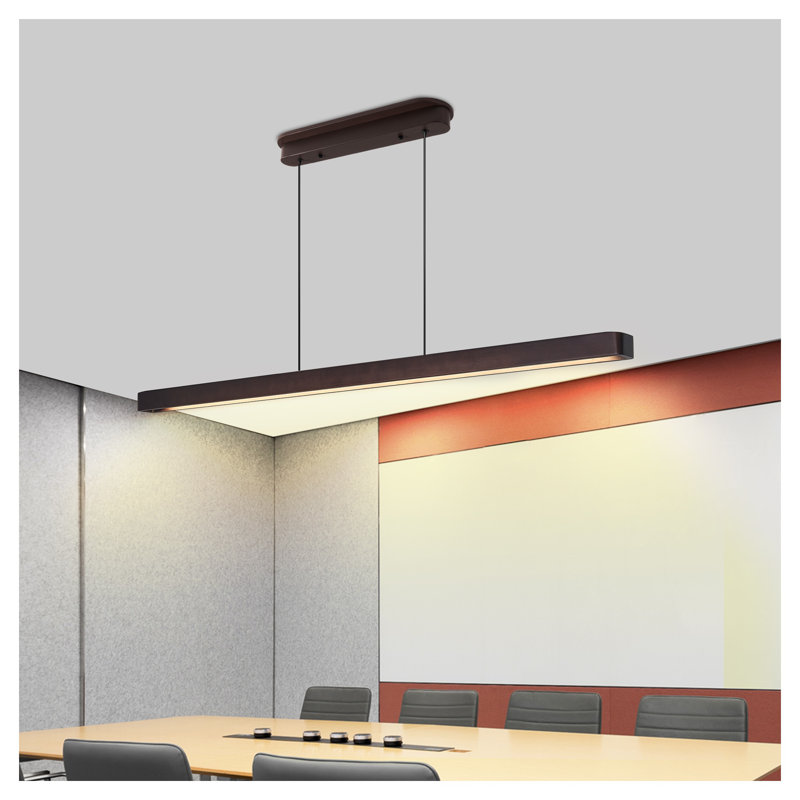 Luminaire suspendu linéaire moderne de 51 pouces à finition noyer - Luminaire suspendu réglable pour salle à manger et îlot de cuisine