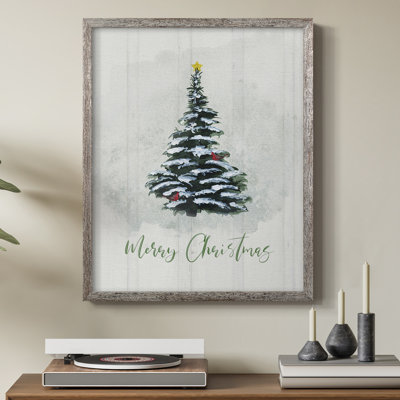 Winter Pine Christmas Framed Print - Solid Wood