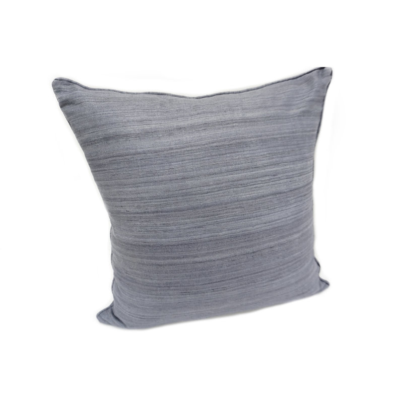 Coussin en soie brute 18 po, gris