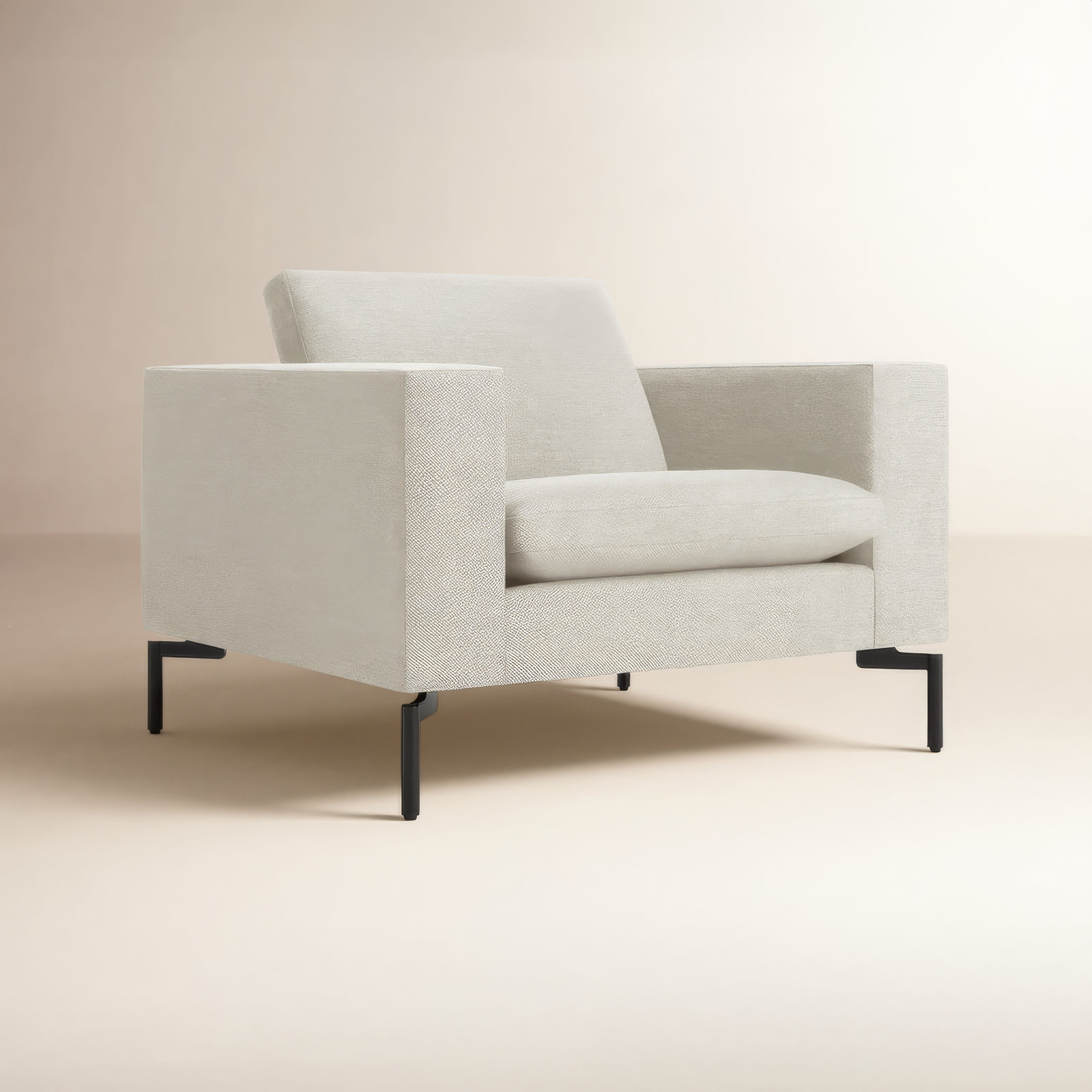 New Standard Upholstered Armchair, Black, Maharam Mode in Clavicle Polyester Blend