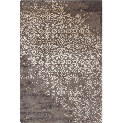 Fulda Authentic Hand Tufted Handmade White Beige Gray Silver Modern Camouflage Abstract Vintage Look Wool Viscose Indoor Area Rug
