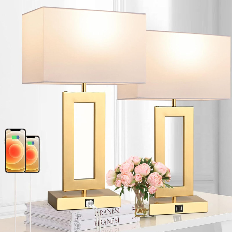 Ensemble de 2 lampes de table 22 po pour 2 chambres à commande tactile avec 2 ports USB, H 22,01 po x l 12,4 po x P 6,69 po
