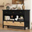 Console avec 3 tiroirs de rangement et 3 paniers tissés jacinthe d'eau-1264385426