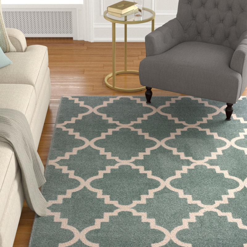 Tapis bleu clair Payne Lattice, Rectangle 5 pi 3 po x 7 pi 3 po