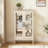 Curio Cabinet | Snow White American Retro Lighted Display with Tempered Glass Doors, Adjustable Shelves, Mirrored Back | MDF+glass-122577522