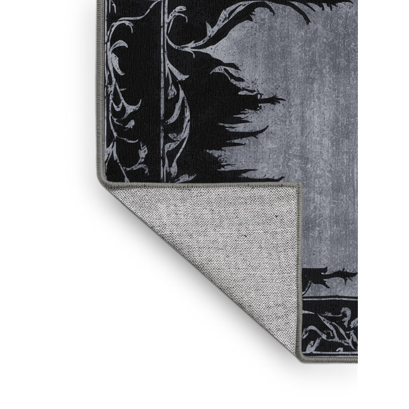 Tapis noir en bois de rose, Rond 7 pi