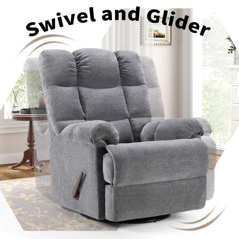 32.7'' Wide Contemporary And Super Comfort Swivel And Rocker Manual Recliner