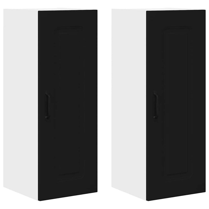 Vidaxl Kitchen Wall Cabinet With Shelf 2 Pcs Black 30 X 31 X 80 Cm, Black