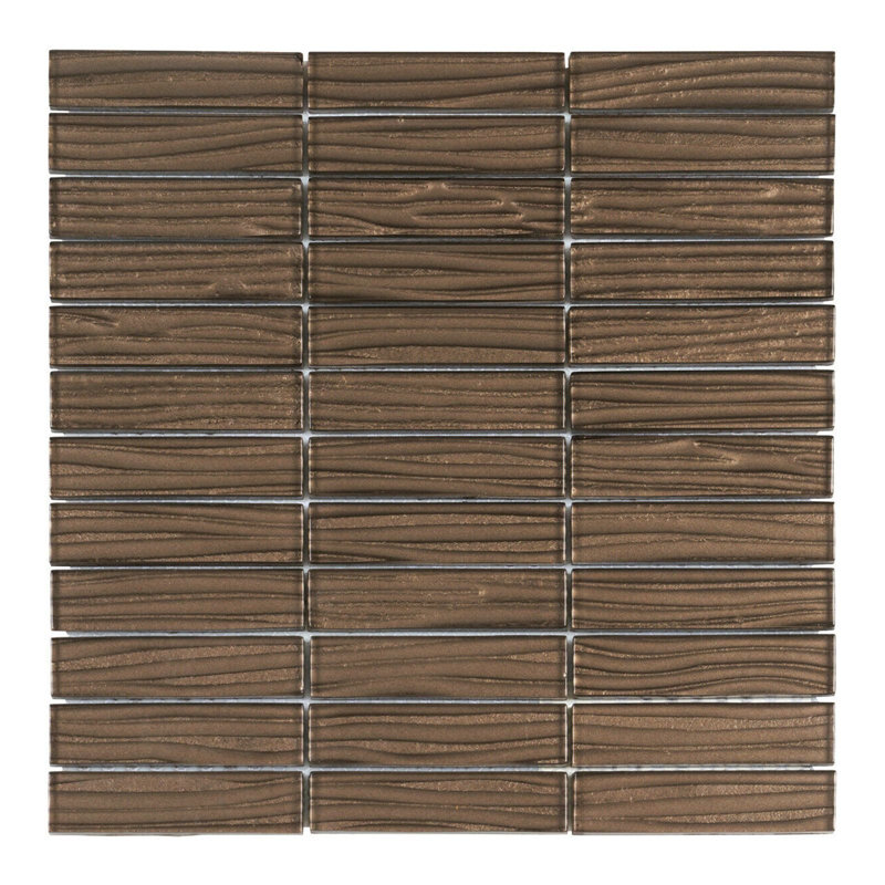 1" x 4" Glass Grid Mosaic Tile, Brown
