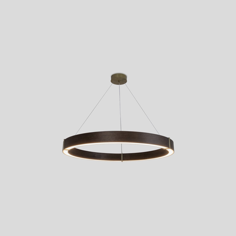 Luminaire suspendu à DEL 48 po Redeo, 3500K, Laiton vieilli, Noyer teint foncé