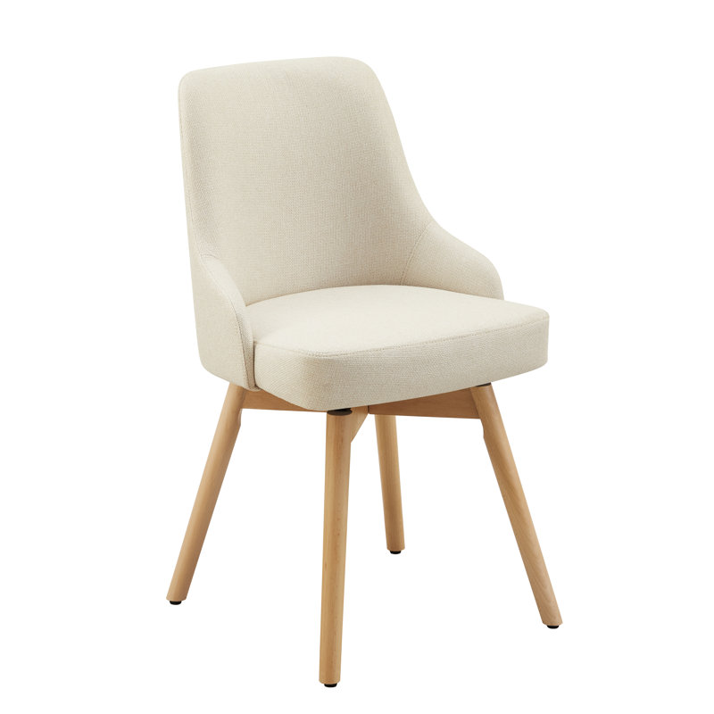 Anagnos 19.88''W Mid-Century Modern Swivel Upholstery Dining Side Chair, Off-White