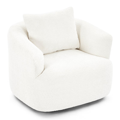 Fauteuil pivotant à 360 °, canapé d'appoint 38,2 po, fauteuil pivotant rembourré avec coussin décoratif pour le salon, la chambre à coucher, le bureau et l'hôtel