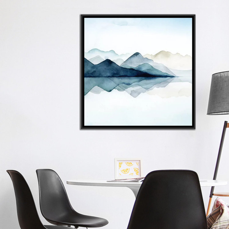 «Glacial I», reproduction sur toile, H 37 po x l 37 po x p 1,5 po, Toile avec cadre noir, Pas de tapis