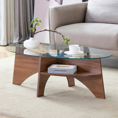 Oval Tempered Glass Coffee Table
