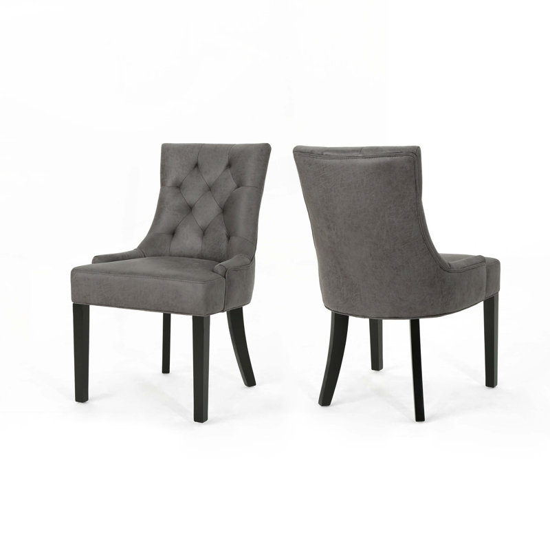 1'' H Tufted Upholstered Side Chair, Slate