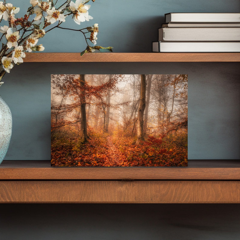 Chemin d'automne brumeux, paisible et serein, impression d'art mural abstraite sur la forêt d'automne, 12" H x 18" W
