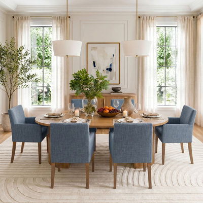 Upholstered Solid Wood 20.5'' Seat Height Linen Dining Armchair (Set Of 6)