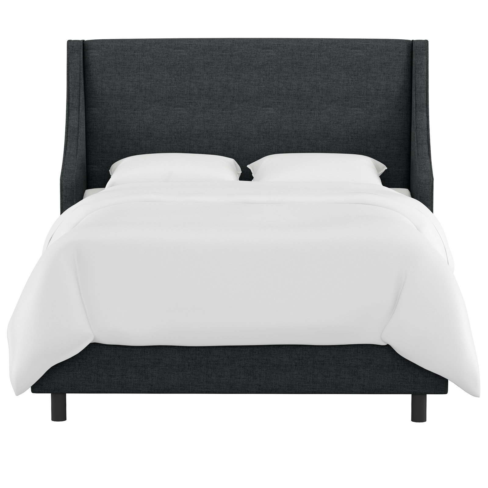Bernadine Upholstered Wingback Bed, Classic Linen Black, Full/Double