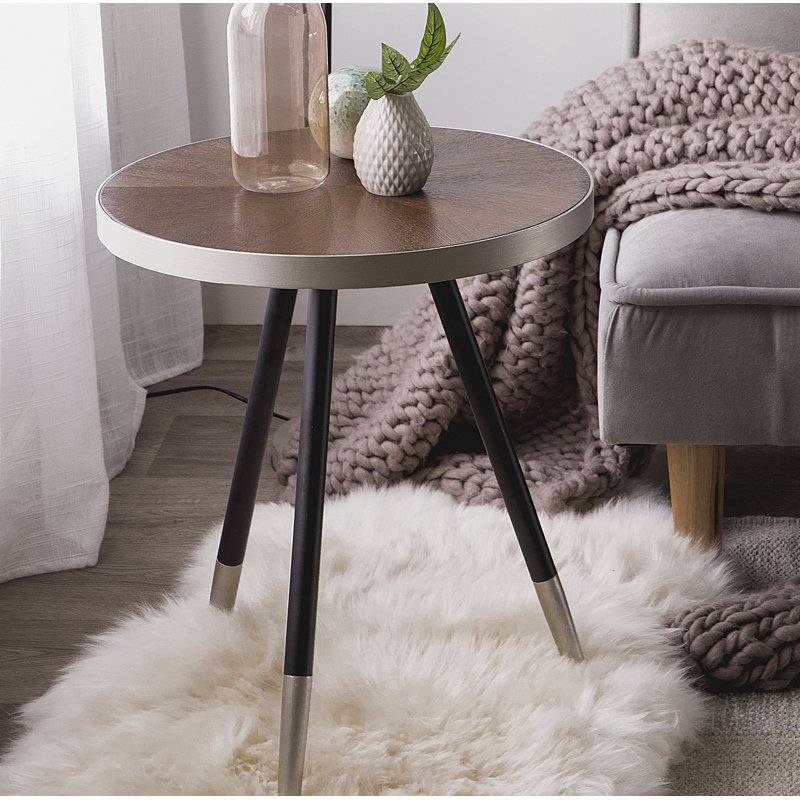Nicolas End Table, Brown, Silver