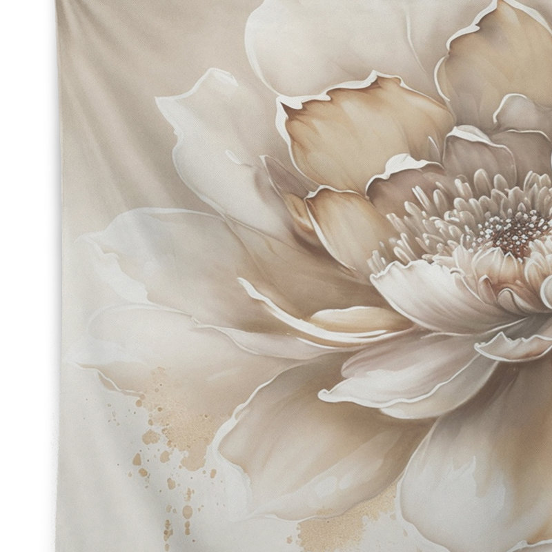 Tapisserie en polyester beige à motif floral III, H 32 po x l 39 po