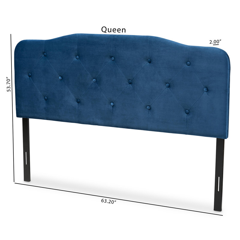 Navy Blue Velvet Tufted King Upholstered Headboard