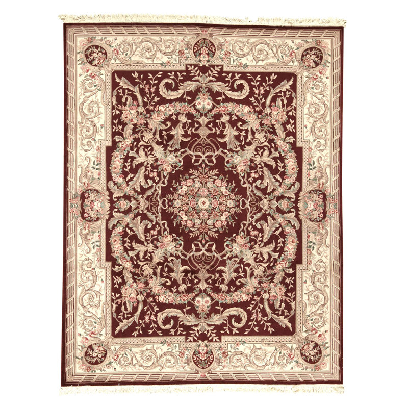 Tapis rectangulaire en laine noué à la main