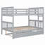 Lit superposé double au-dessus de double avec lit gigogne simple, échelle et garde-corps de sécurité - Conception compacte et durable-90586845
