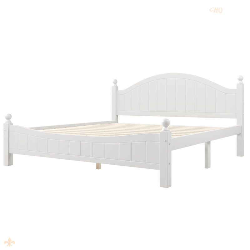 Traditional Vasantha Style White Solid Wood Platform Bed