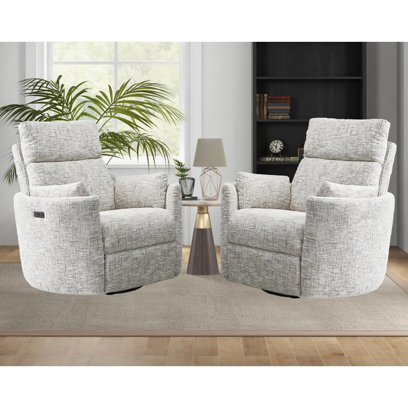 Callendale Set Of 2 Electric Power Swivel Rocker Recliner With USB Port & Type-C, Cream Gray