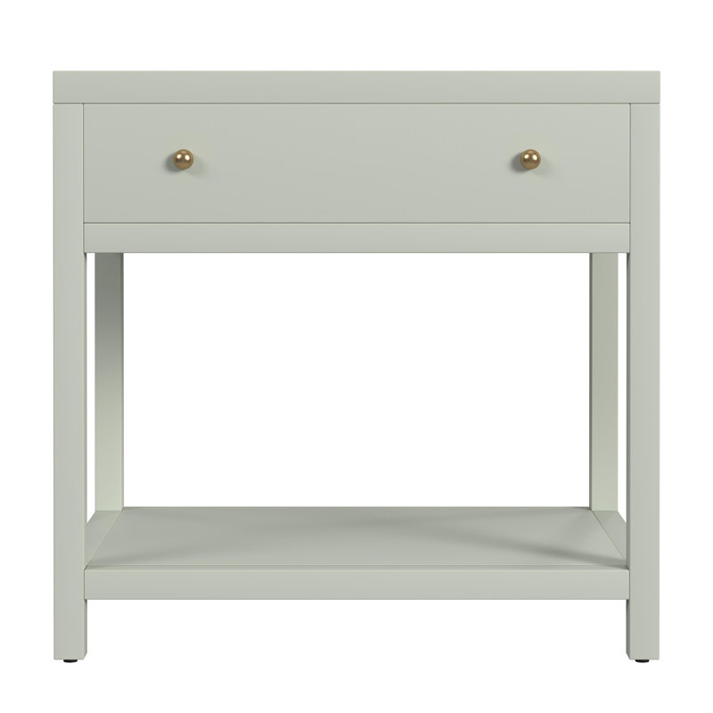 Nora 30 in. W Wood 1 Drawer Wide Nightstand with Shelf, Green
