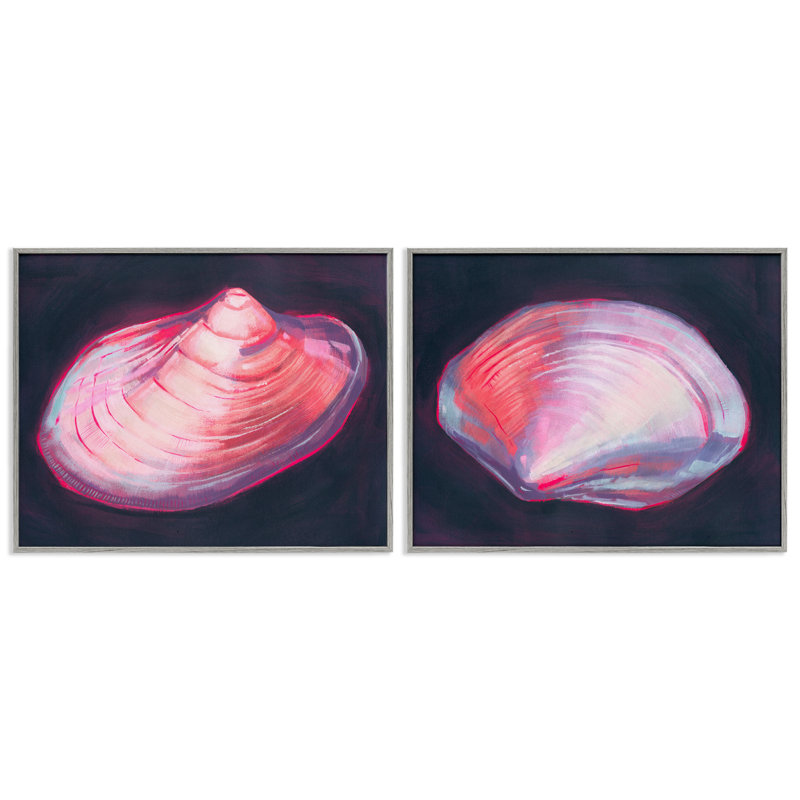 «Pink Clam Shells», ensemble de 2 giclées par Grace Popp, Estampe numérique Farmhouse, H 24 po x l 30 po